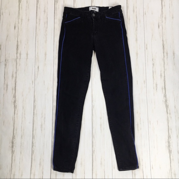Paige Black Skinny Jeans with Blue Piping - Picture 8 of 8